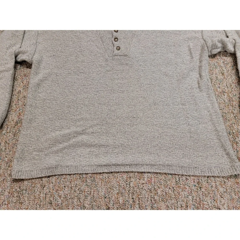 Fieldmaster Henley Sweater Mens 2XL Gray Vintage Cotton Knit Made in USA 90s
